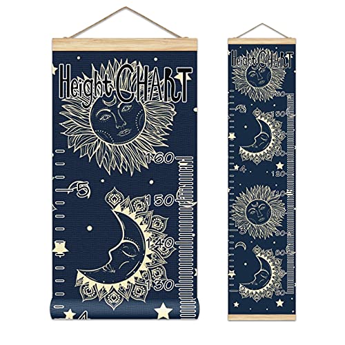 Kids Growth Chart - Sun Moon Stars Pattern Height Ruler for Wall Decor | Nursery, Bedroom & Playroom Measurement Tool
