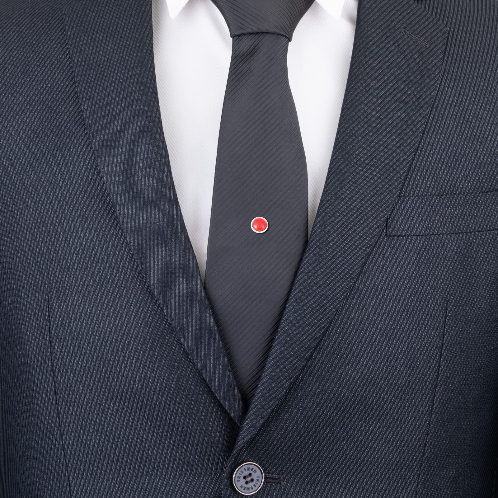 Silver Tie Pins for Men with Chain - Elegant Wedding & Business Gift Accessory