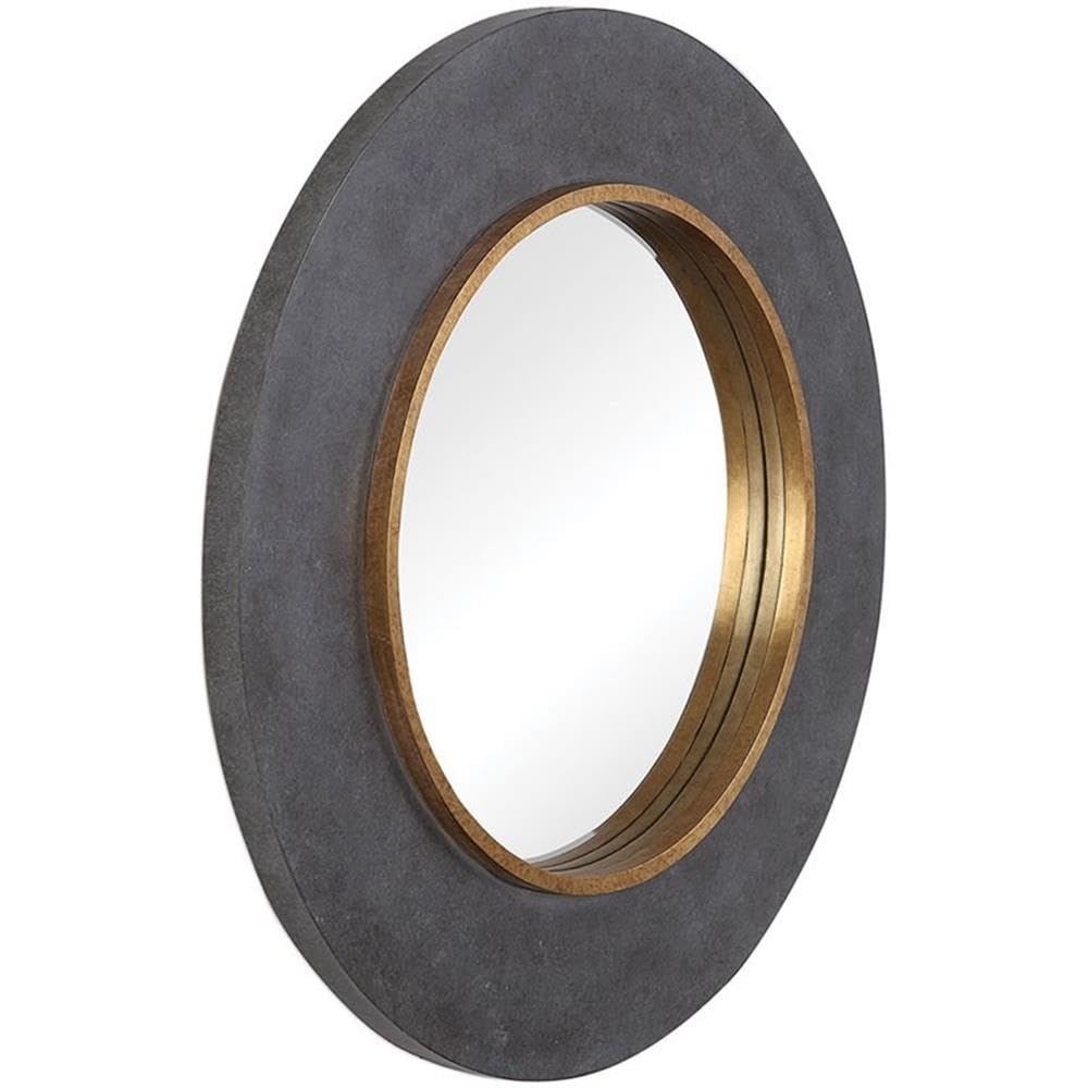 BOWERY HILL Modern Decorative Wall Mirror - Charcoal & Antique Gold Finish - Perfect for Living Room, Bedroom, or Entryway Decor