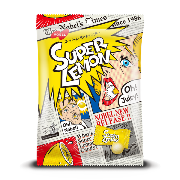Nobel Super Lemon Sweet and Sour Hard Candy 88g - Tangy Citrus Flavor for Office Snacks, Party Favors & Travel Treats