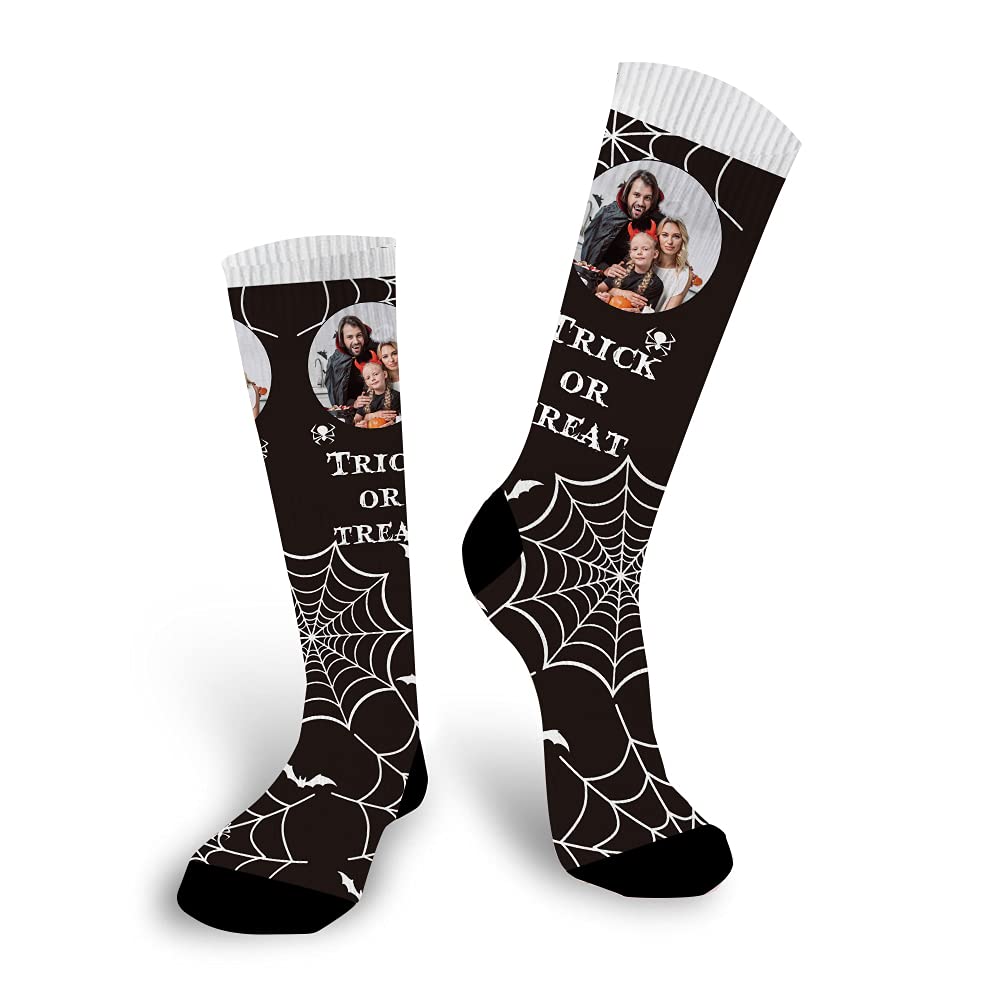 Custom Halloween Socks with Photos - Funny Personalized Fuzzy Crew Socks for Men & Women | Great Costume Accessory & Gift for Parties, Cosplay & Festive Celebrations