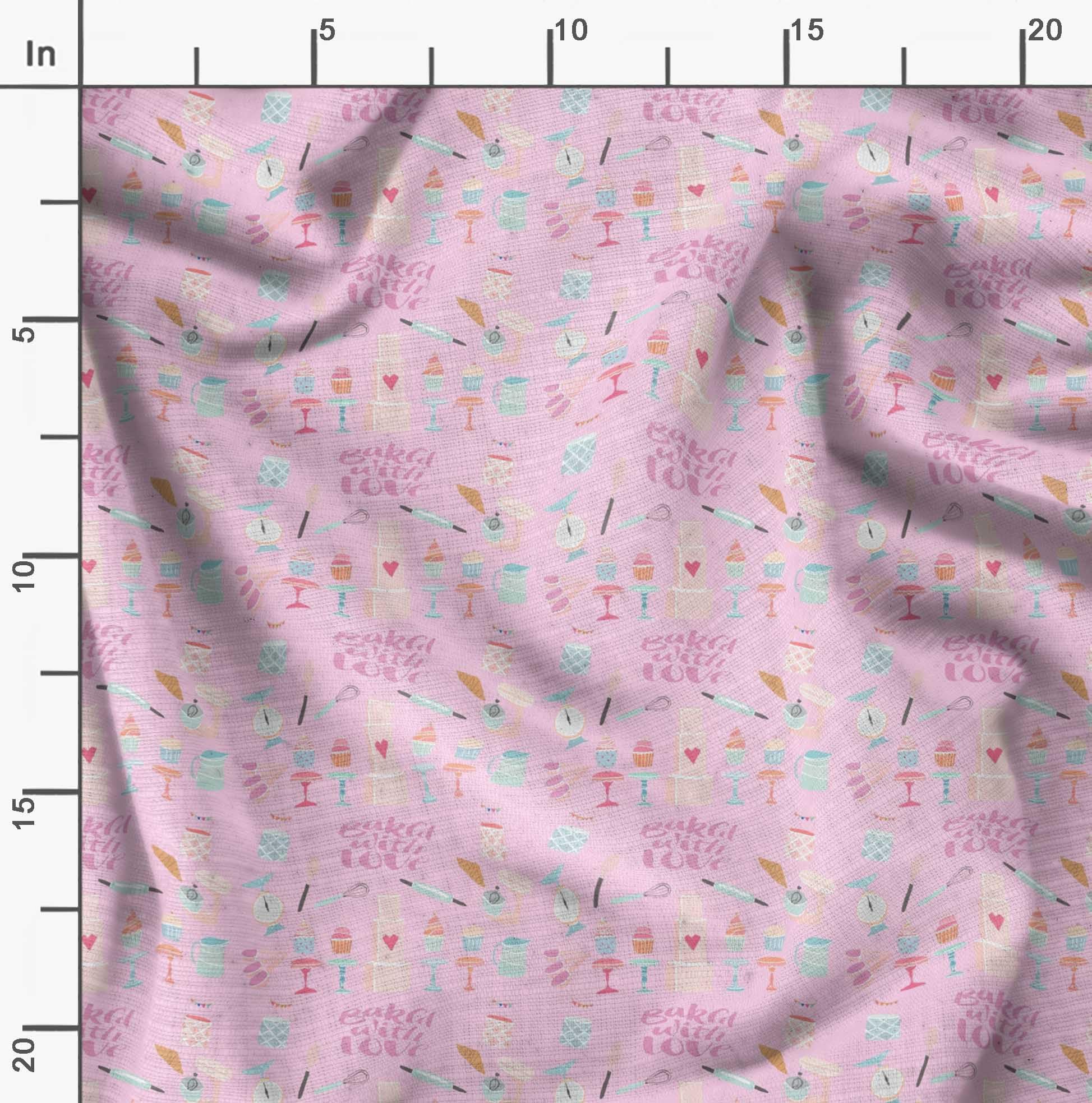 Soimoi Moss Georgette Pink Fabric by The Yard - 42 Inch Wide Floral Printed Fabric for Dresses, Curtains & DIY Crafts - Cupcake Delight Party Prints - Sweet Whimsical Patterns for Weddings, Baby Showers & Home Decor