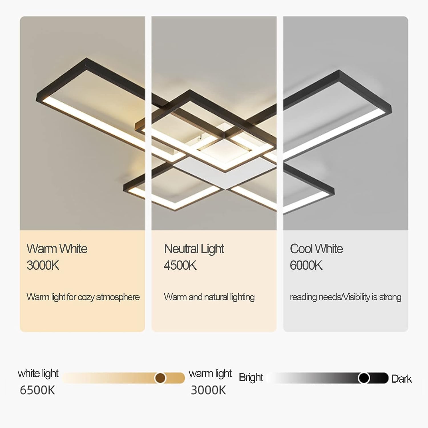 Modern Rectangle Acrylic Dimmable LED Pendant Light with Remote Control - Close to Ceiling Fixture for Cloakroom, Living Room, Bedroom, Kitchen, Hotel & Restaurant (Color Options) | Energy-Efficient Lighting Solution for Contemporary Home & Commercial Spaces