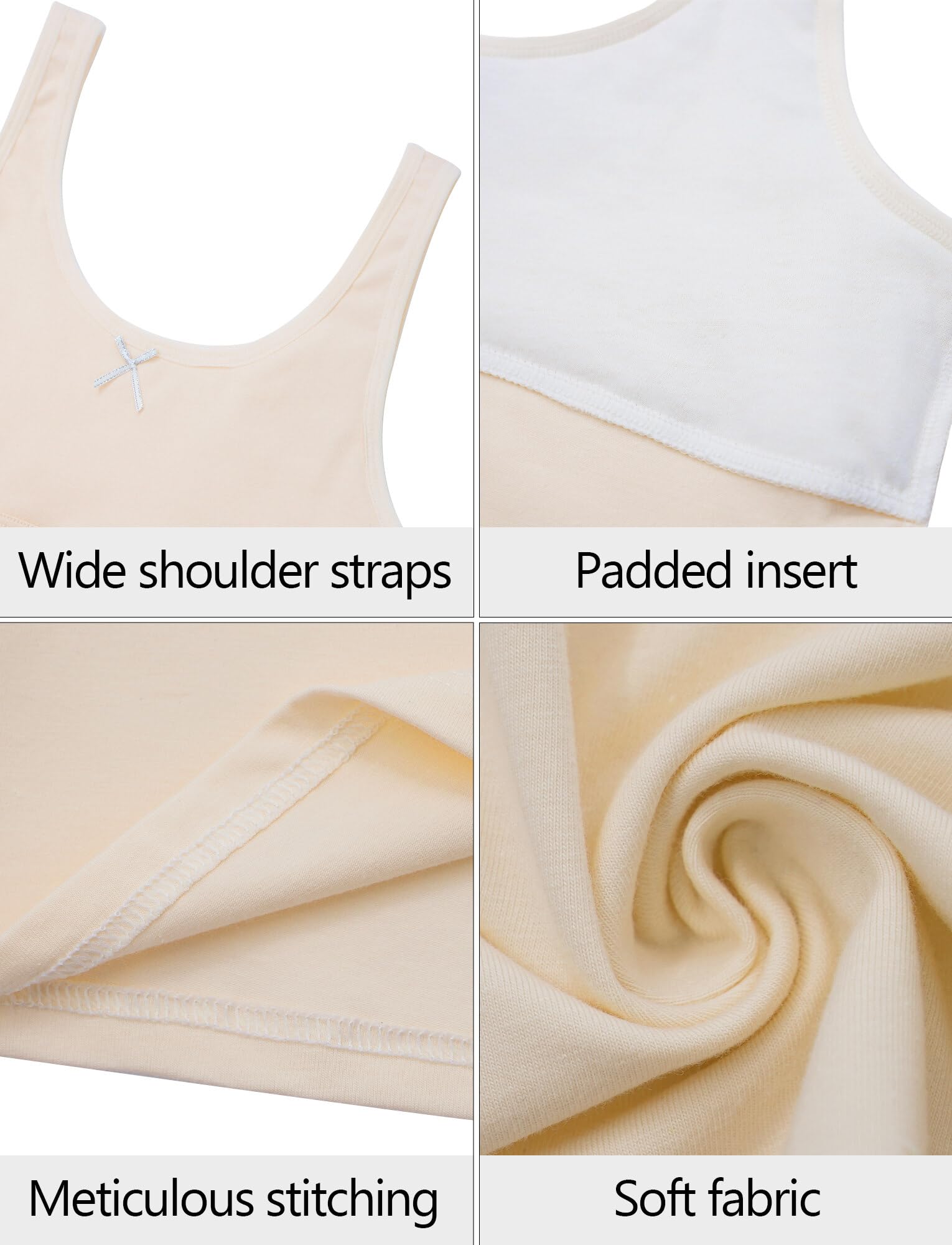 SEAUR Girls Stretch Crop Tank Top - Seamless Breathable Sleeveless Cami Undershirt with Built-in Shelf Bra - Perfect for Yoga, Gym Workouts & Summer Casual Wear