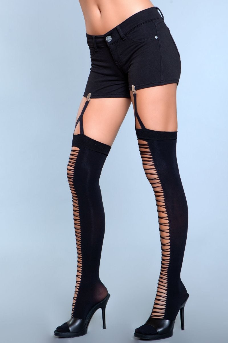 BeWicked Women's Illusion Clip Garter Thigh High Stockings 1929 - Sexy Lingerie for Valentine's Day & Boudoir Photography