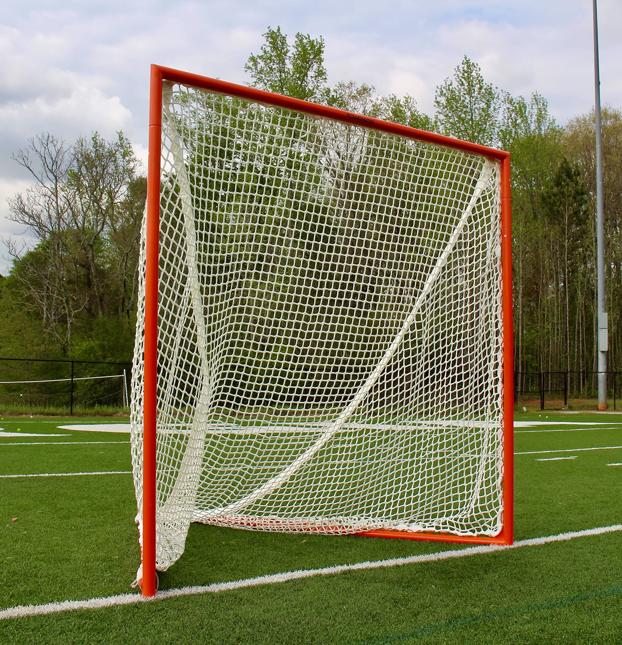 6x6x7 Feet High School Lacrosse Goal with 6mm White/Black Net - Durable Lacrosse Training Equipment for Backyard Practice & School Games