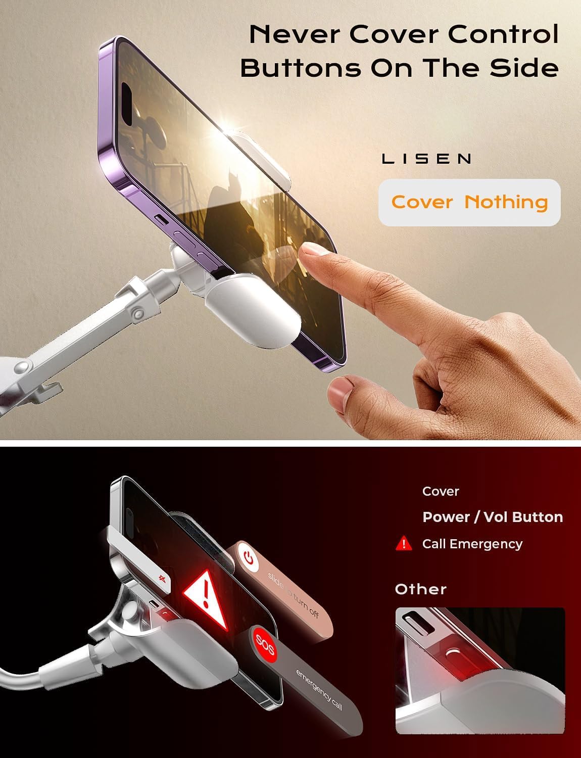 LISEN Ultra Sturdy Gooseneck Tablet Stand & Phone Holder - Adjustable Desk Mount for iPad, iPhone, Kindle (4-13