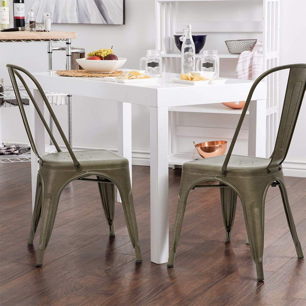 FDW Metal Dining Chairs - Stackable Indoor/Outdoor Chairs for Patio, Restaurant & Kitchen - 18