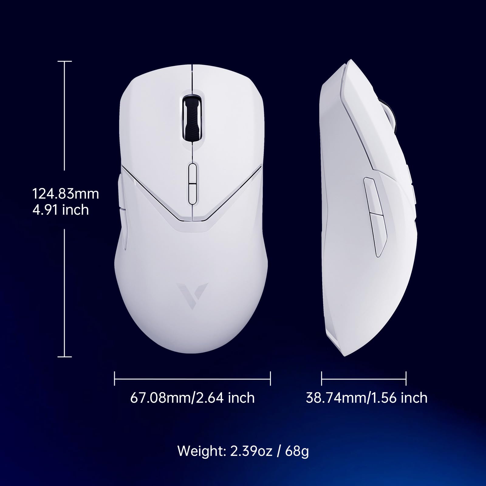 RAPOO VT9Pro Wireless Gaming Mouse - 26000 DPI PAW 3398 Sensor, 1ms Response Time, 10 Programmable Buttons, Lightweight Esports Mouse with Long Battery Life (White) - Perfect for FPS, MOBA Games and Professional Gaming
