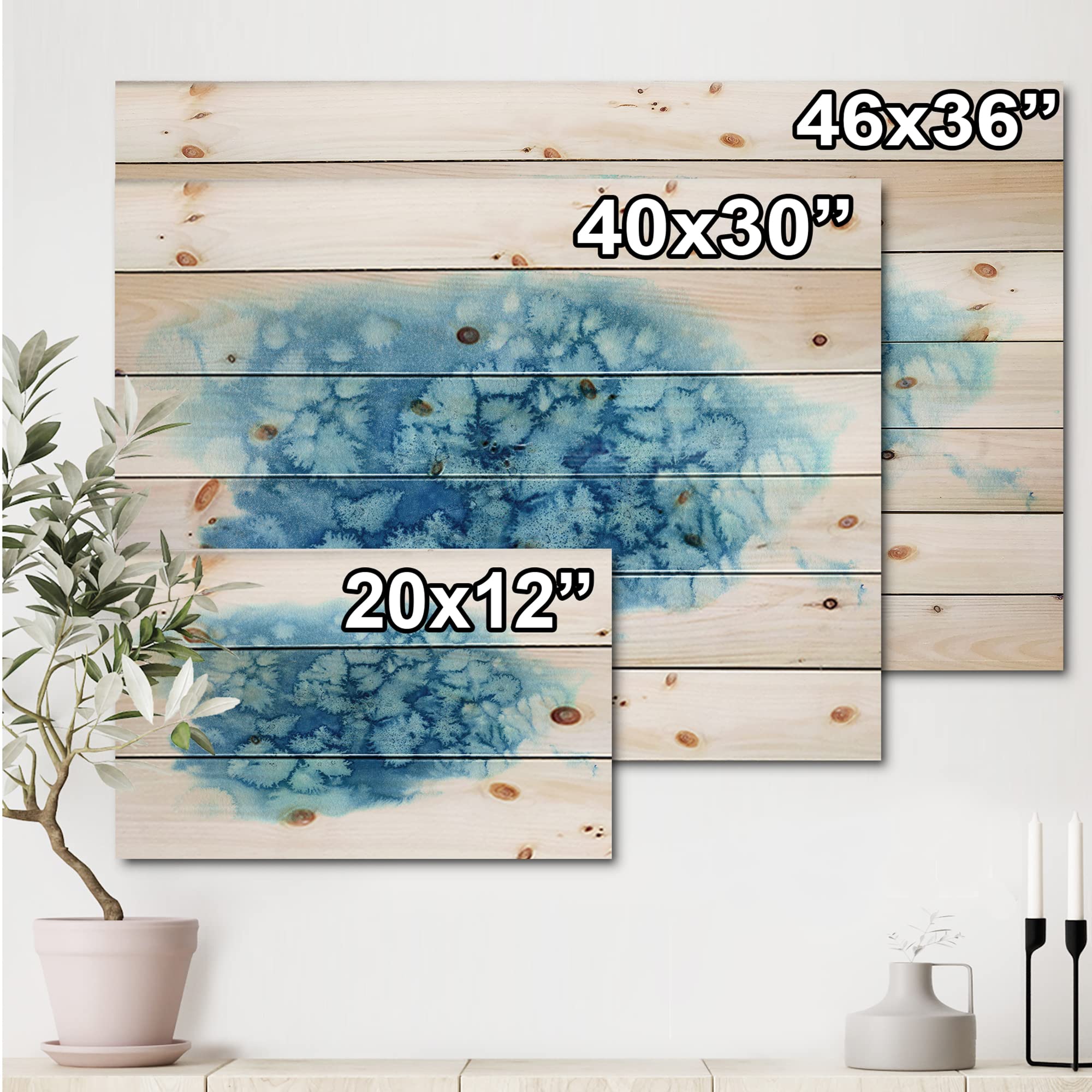 Blue Turquoise Cloud Abstract Wood Wall Art - Modern & Contemporary Pine Wood Decor - Large Printed Wood Panels for Living Room, Bedroom & Office Decoration