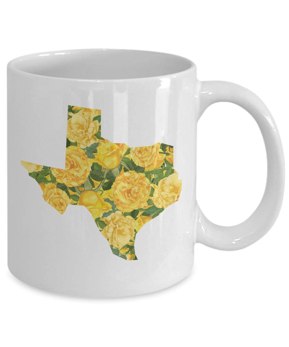 Texas Yellow Rose Ceramic Mug - Perfect Gift for Texans & Texas Lovers - Ideal for Coffee, Tea & Home Decor