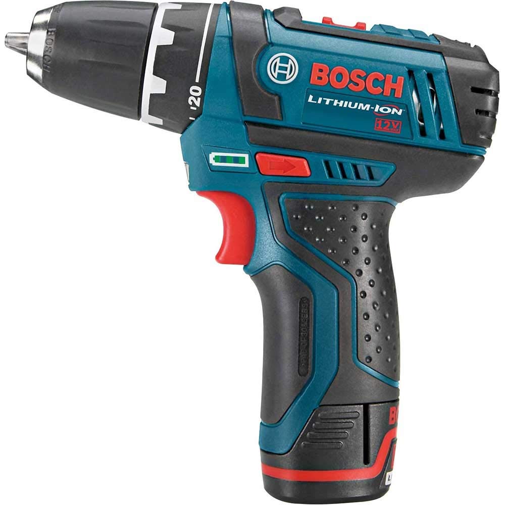 Bosch PS31-2A-RT 12V Max Lithium-Ion Cordless Drill Driver Kit with 3/8 Inch Chuck & 2Ah Battery (Renewed) - Perfect for DIY Home Projects, Furniture Assembly, and Light Construction Work