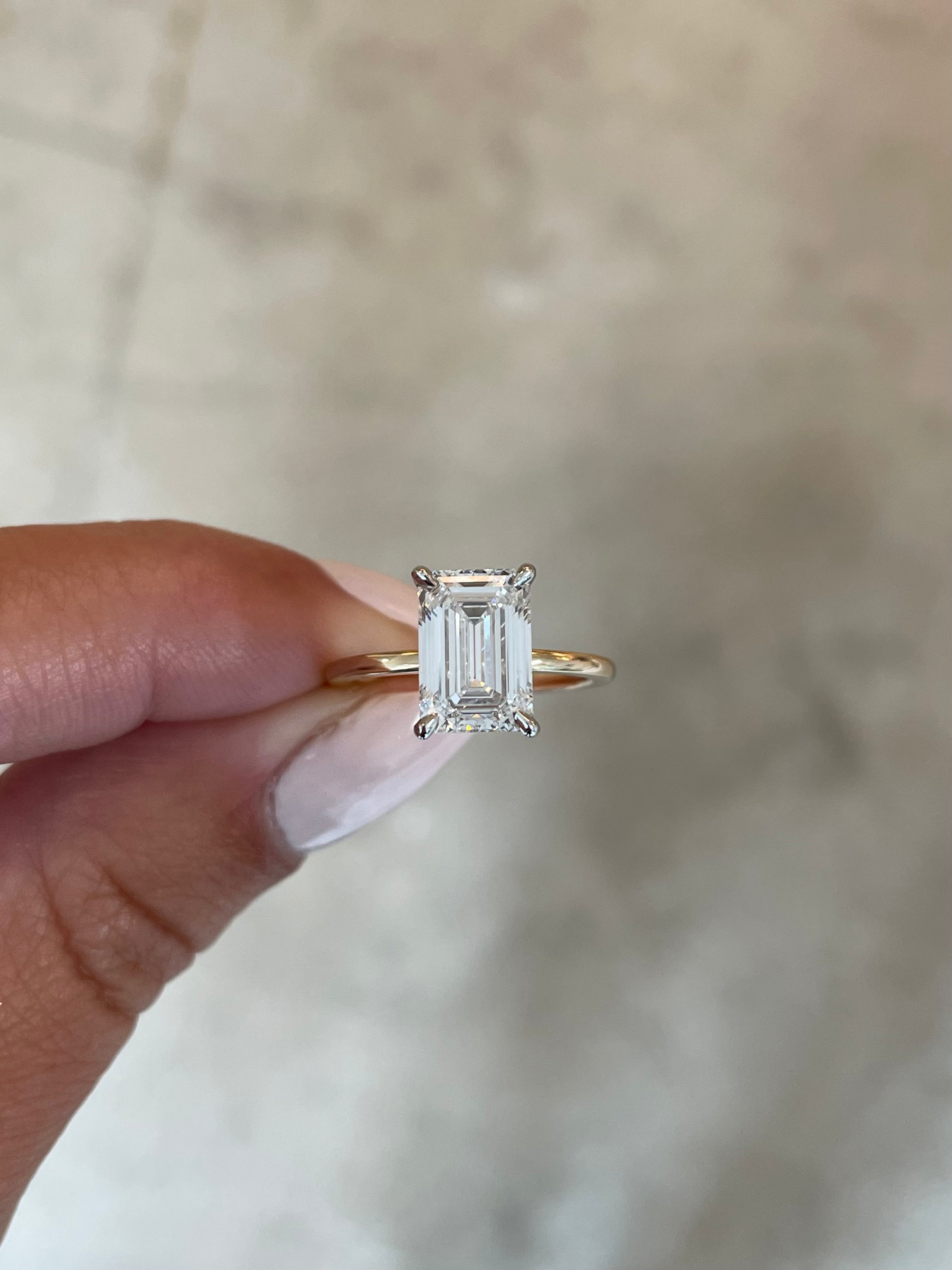 2.36 Carat Lab-Grown Emerald Whisper Thin® Ring - Elegant Green Gemstone Jewelry for Women, Perfect for Engagement, Wedding & Special Occasions