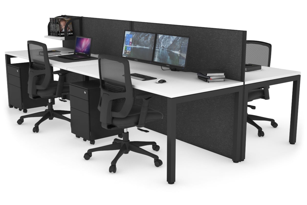 Horizon Quadro 4-Person Office Workstation Bench with Square Legs - 1200L x 800W Dimensions, Cable Management Scallop - Perfect for Collaborative Workspaces, Conference Rooms & Open Office Layouts