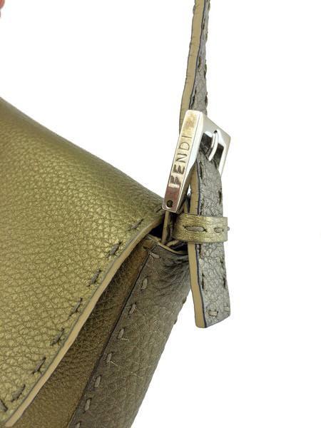 Fendi Metallic Leather Baguette Shoulder Bag for Women - Luxury Designer Crossbody Purse for Evening Parties, Date Night & Special Occasions