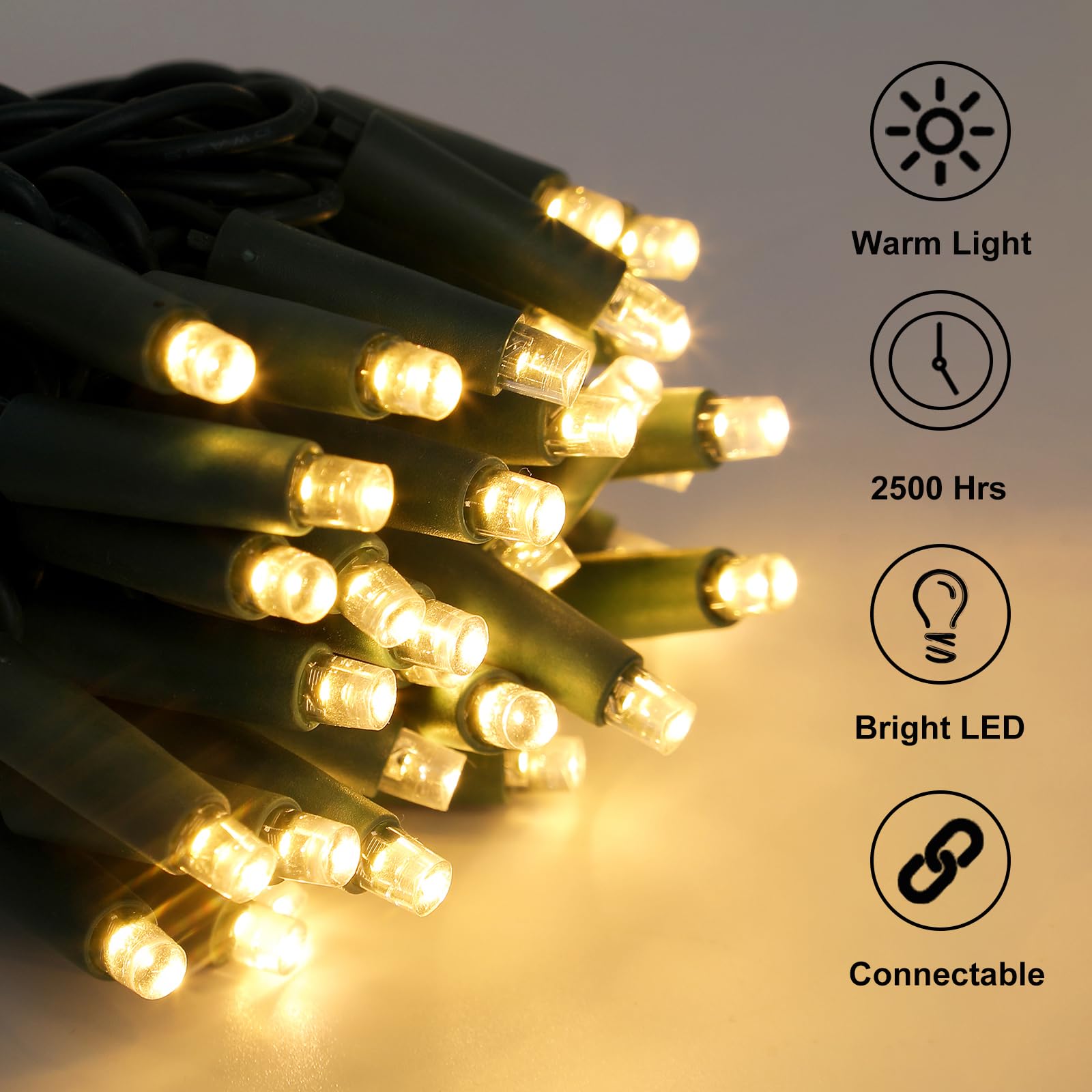 70 Count LED Christmas Lights - 35ft String Lights with 6