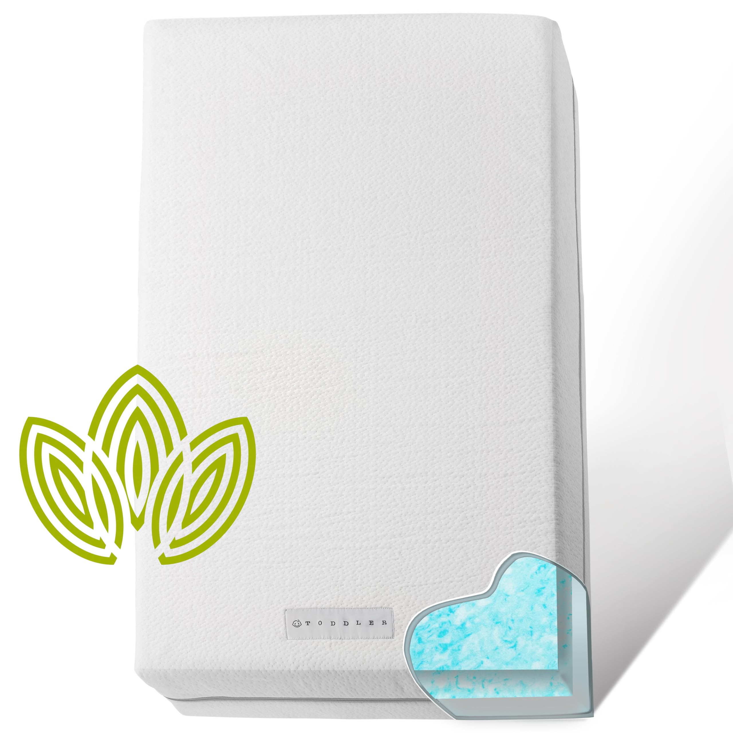 Organic Cotton Dual-Sided Crib Mattress - 2-Stage Premium Memory Foam Baby Mattress | CertiPUR-US Certified, Hypoallergenic, Firm Support for Infants & Cooling Gel for Toddlers | Waterproof Washable Cover (52
