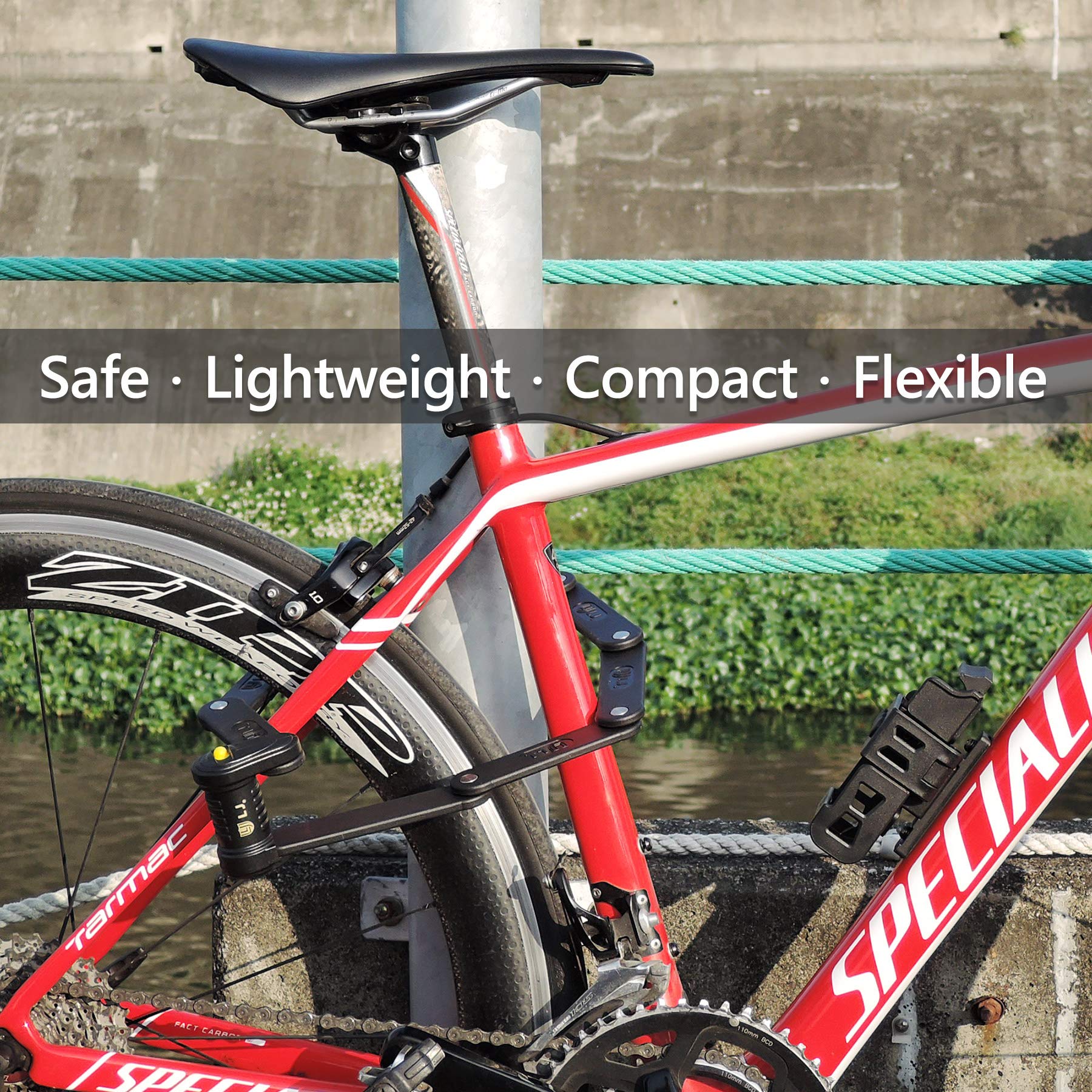 Heavy Duty Folding Bike Lock - 8 Joints Alloy Steel Anti-Theft Chain Lock with Storage Bracket | Portable & Compact Bicycle Security Lock for Commuting, Travel & Urban Cycling | Foldable & Retractable Design for Easy Storage