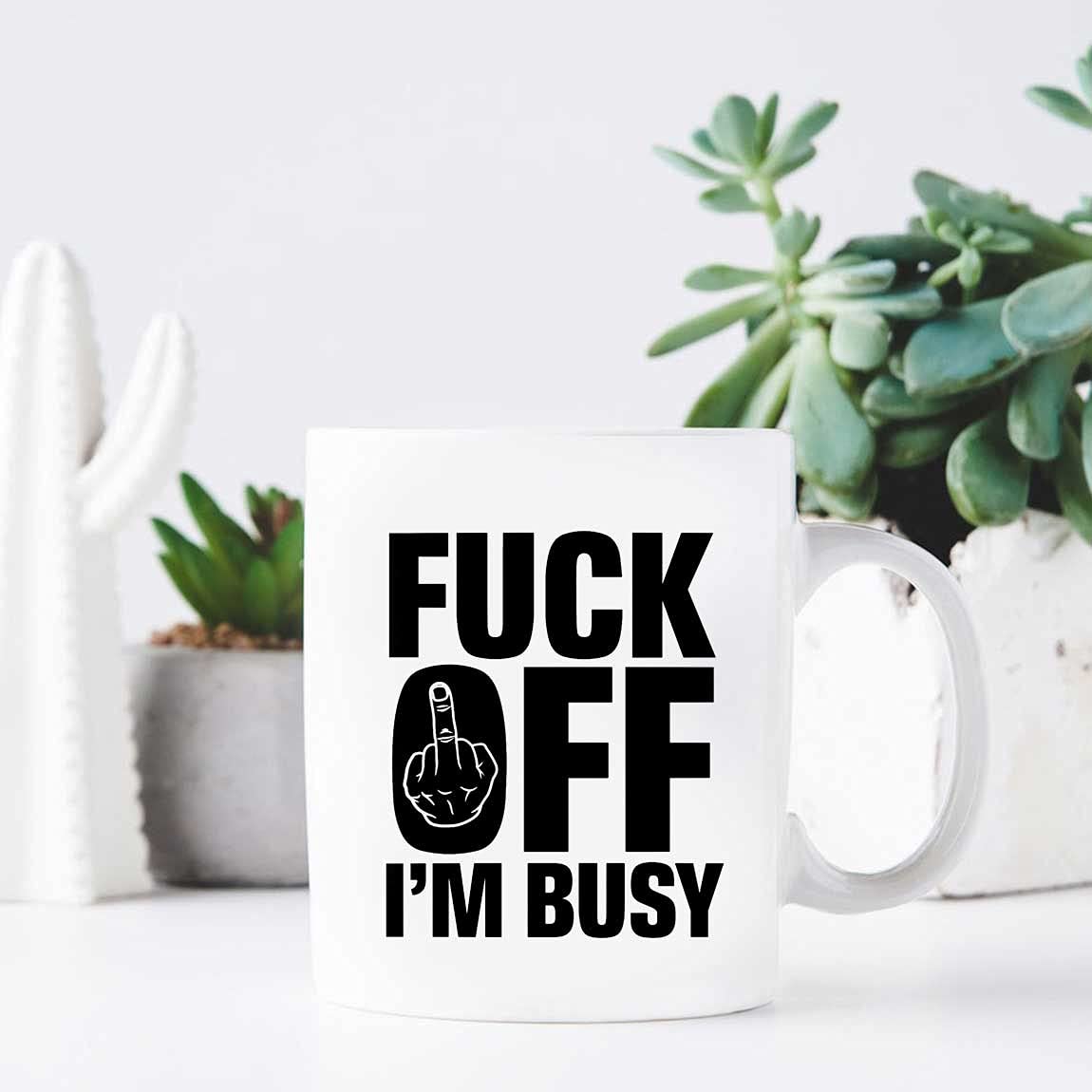 Funny 'Fuck Off I'm Busy' Coffee Mug with Middle Finger Design - 11oz & 15oz Ceramic Novelty Mugs for Office, Home, or Gifts - Perfect for Coffee Lovers Who Need Personal Space