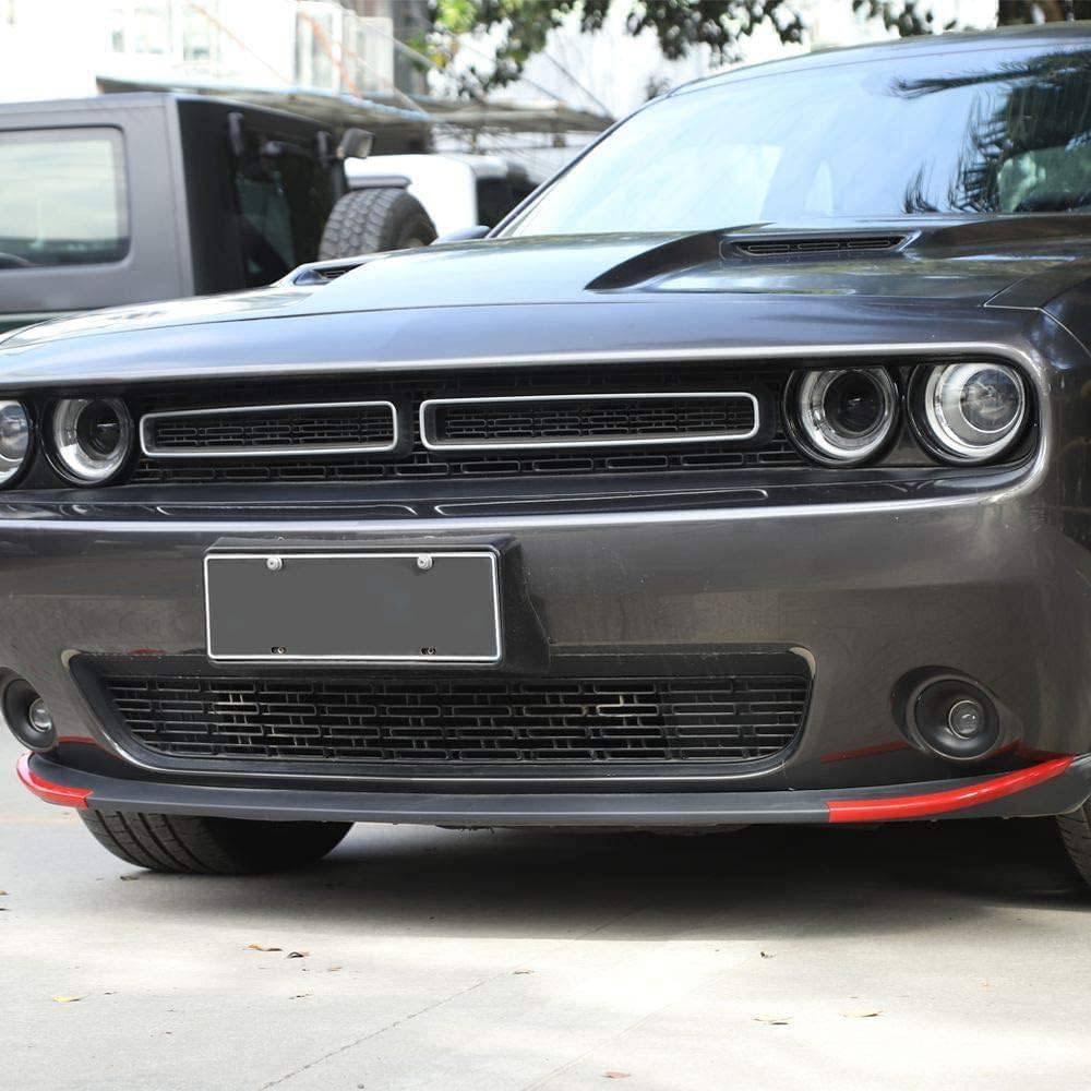 2015-2020 Dodge Challenger SXT Front Bumper Lip Spoiler - Red ABS Plastic Deflector Cover with 3M Adhesive | Exterior Car Styling Accessories for Street Racing & Show Car Enhancement