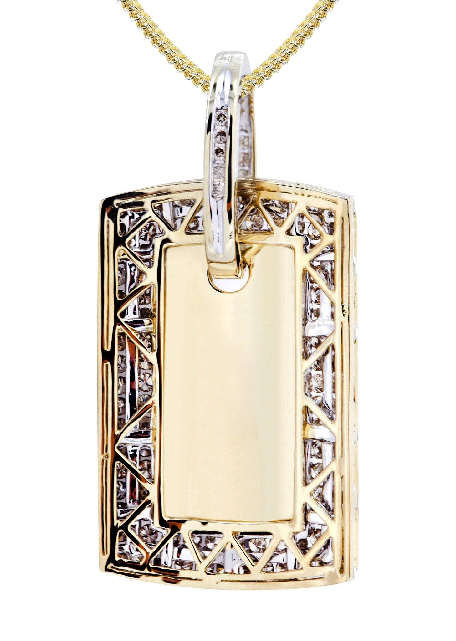 10K Yellow Gold Dog Tag Diamond Necklace for Men & Women | 1.77 Carats Genuine Diamond Pendant | Perfect for Anniversary, Birthday & Valentine's Day Gifts