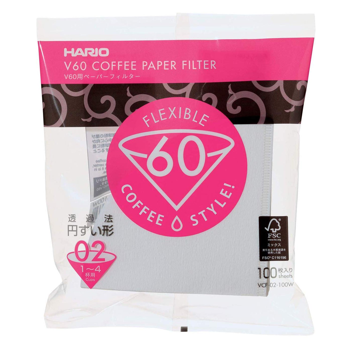 Hario V60 White Tabbed Paper Coffee Filters Size 02 - 100 Count | Compatible with Pour Over Coffee Makers | Perfect for Home Brewing & Specialty Coffee Shops