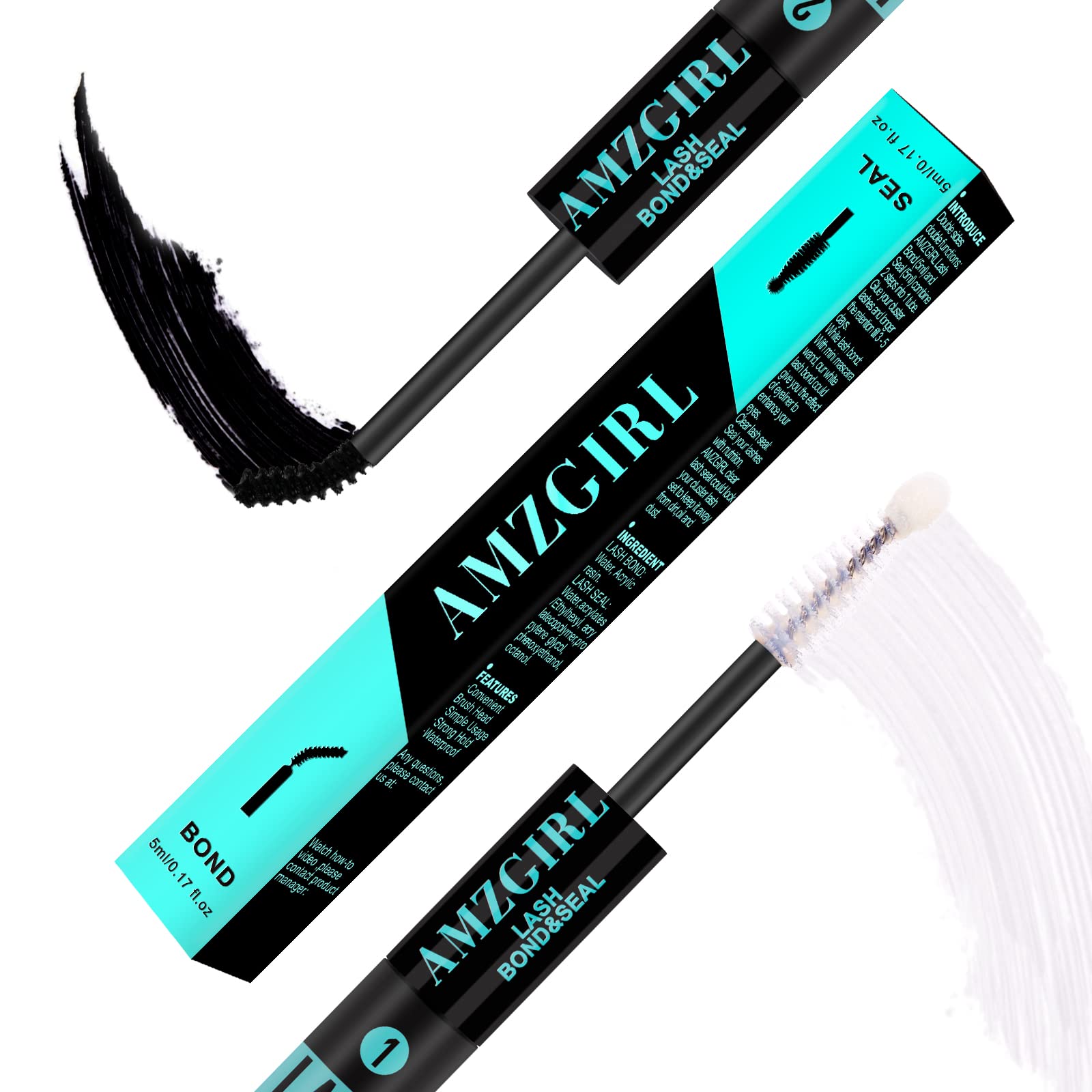 Long Lasting 72 Hours Black Cluster Lash Glue & Seal - 2 in 1 Eyelash Extension Kit with Mascara Wand (10ml) for DIY Lash Clusters at Home | Perfect for Parties, Weddings & Special Occasions | By AMZGlRL