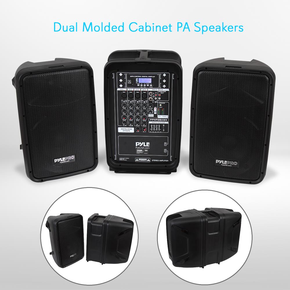 Professional PA Speaker & Amplifier Mixer DJ Kit - Portable Sound System for Live Music, Parties, Events, and Outdoor Performances