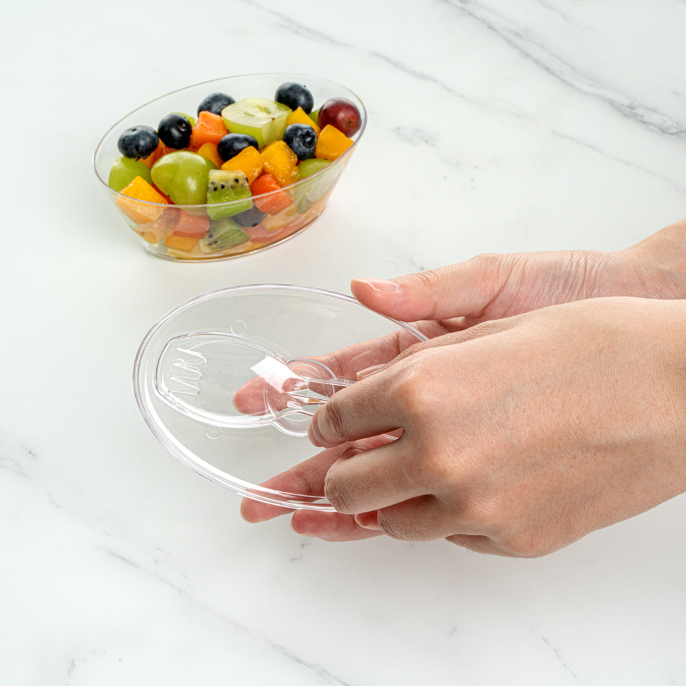 4 oz Clear Plastic Deli Containers with Lids & Sporks - 100 Pack (4.5