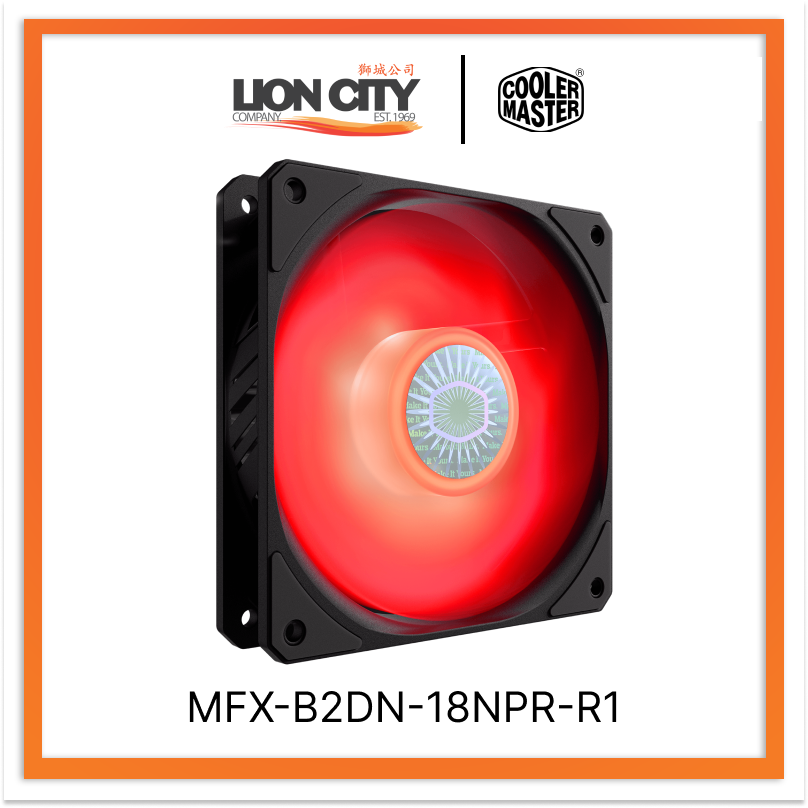 Cooler Master MFX B2DN 18NPR R1 CM SICKLEFLOW 120 PWM High Performance PC Cooling Fan with Red LED - Quiet Operation, 2 Year Warranty - Perfect for Gaming PCs, Workstations, and PC Case Cooling