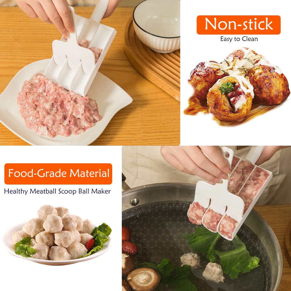 Non-Stick Triple Meatball Maker - Make 3 Meatballs at Once | Perfect for Kitchen, Meatballs, Cookie Dough & Sorbet Rice Balls | Ideal for Meal Prep, Parties & Quick Cooking (1 Set)