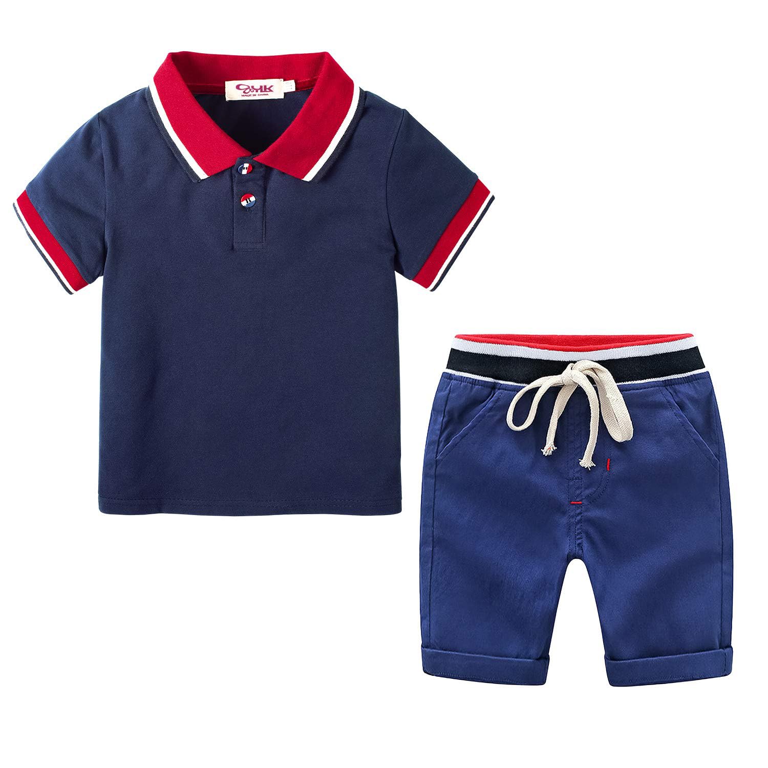 Yilaku Boys' Summer Outfit - 2-Piece Cotton Short Sleeve Shirt & Shorts Set for Toddlers | Comfortable Playwear for Beach, Park & Daily Activities