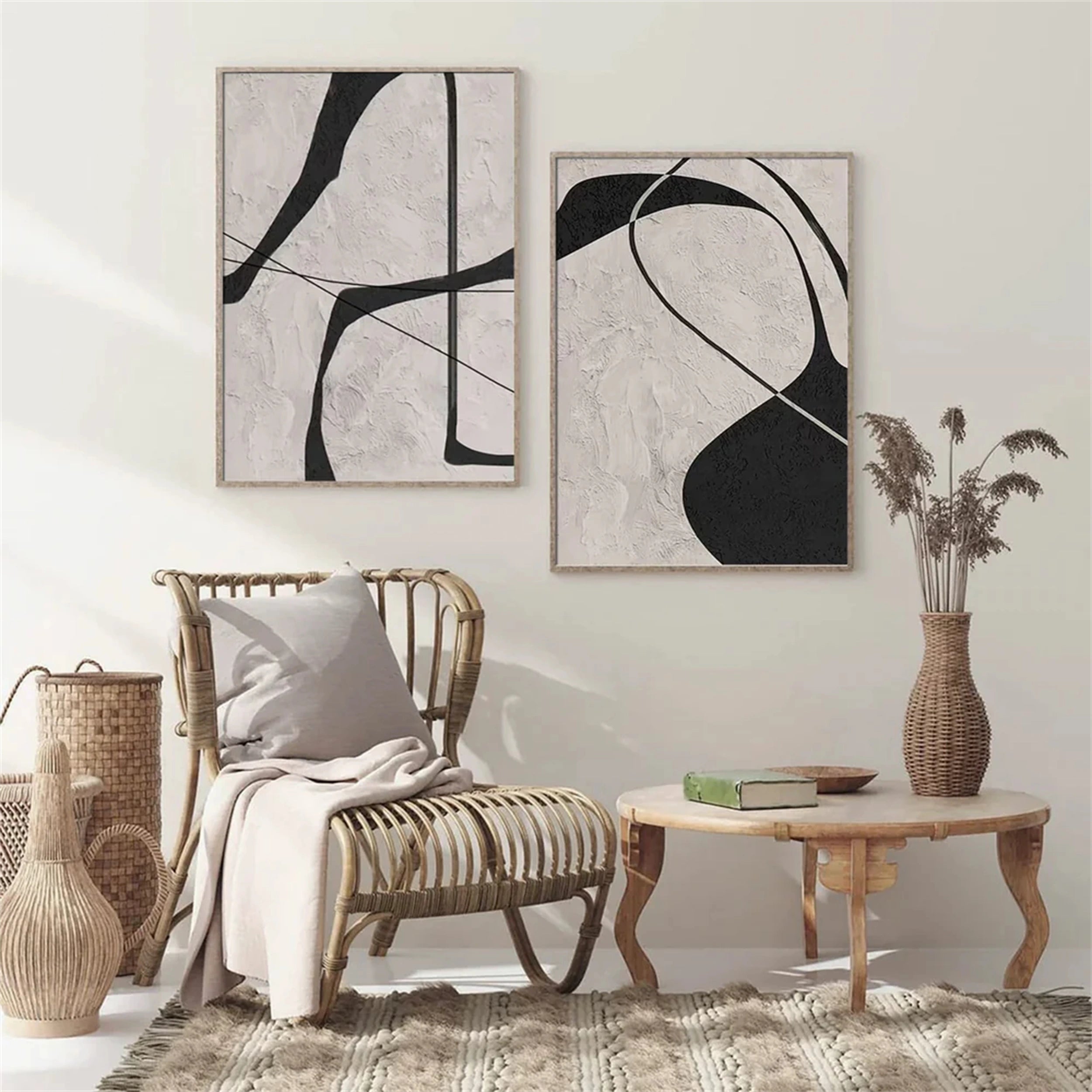 Abstract Tranquility Set of 2 Wall Art Paintings - Modern Minimalist Canvas Prints for Living Room, Bedroom & Office Decor #WS122