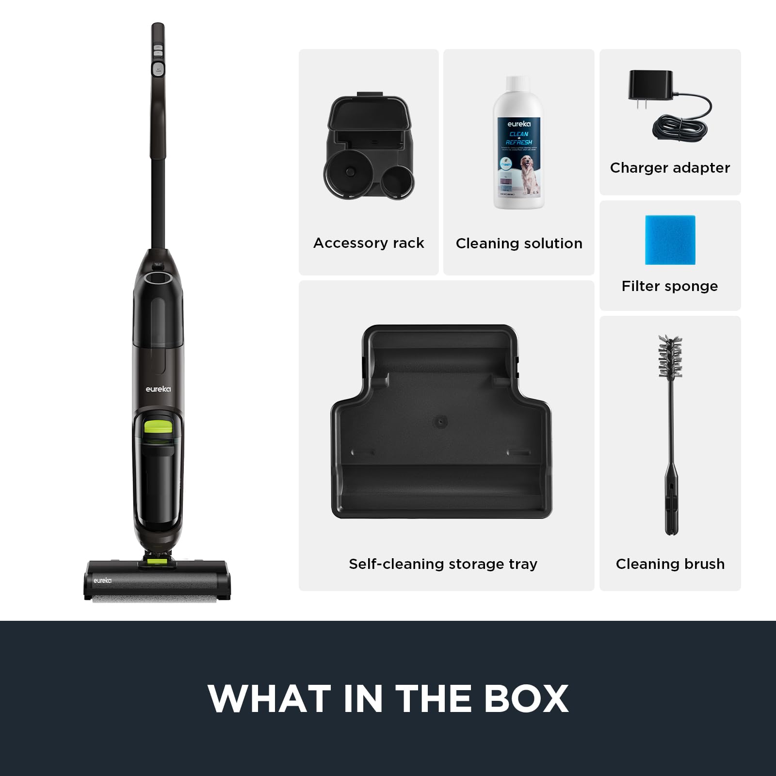 Eureka Cordless Wet Dry Vacuum Cleaner with Self-Cleaning System - Lightweight Hardwood Floor Mop Vac for Pet Hair & Sticky Messes - Ideal for Home Cleaning, Spills, and Pet Owners (Black, Model NEW400)