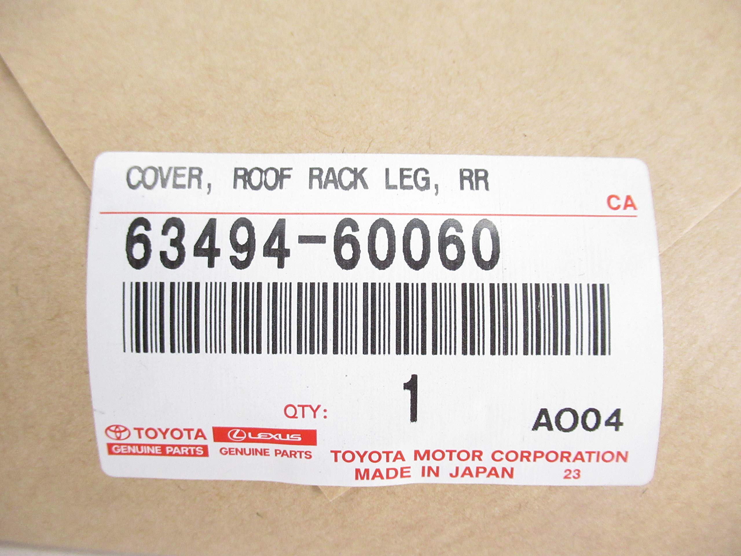 Toyota 63494-60060 Roof Rack Leg Cover - Replacement Part for Toyota Vehicles - Durable & Weatherproof Accessory - Perfect for SUVs, Trucks & Outdoor Adventures