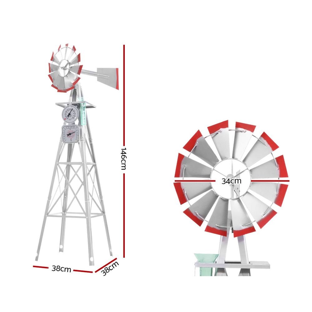 4FT 146cm Metal Garden Windmill - Weather-Resistant Outdoor Decoration for Yard, Lawn & Patio | Rustic Farmhouse Style Windmill for Garden Decor & Landscape Design