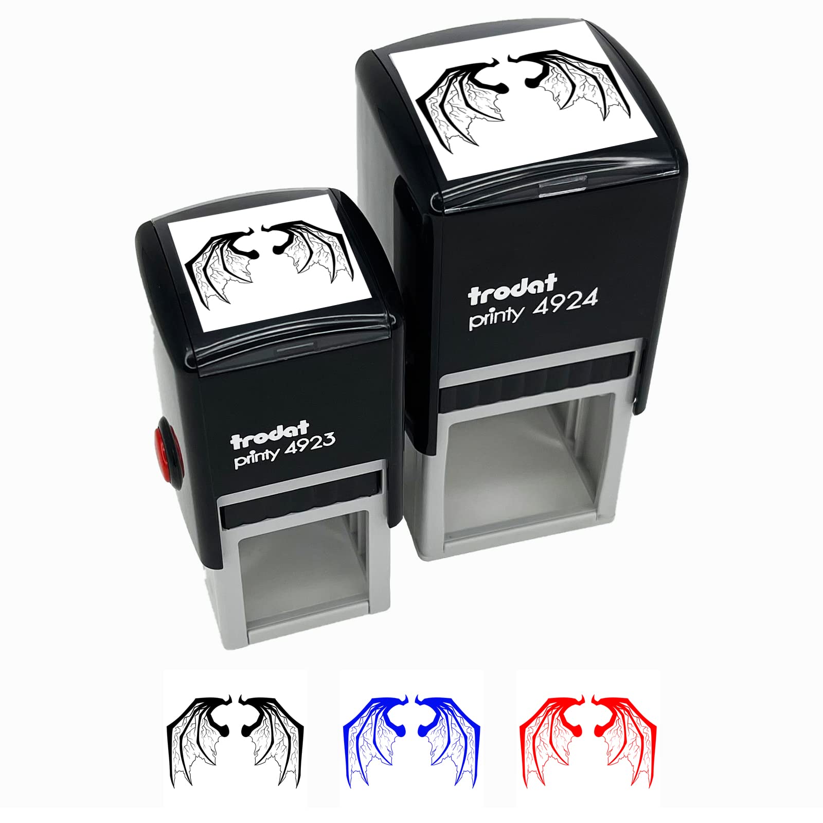Demon Wings Self-Inking Rubber Stamp with Black Ink - 1.5 Inch Large Stamp for Crafts, Scrapbooking & Document Marking