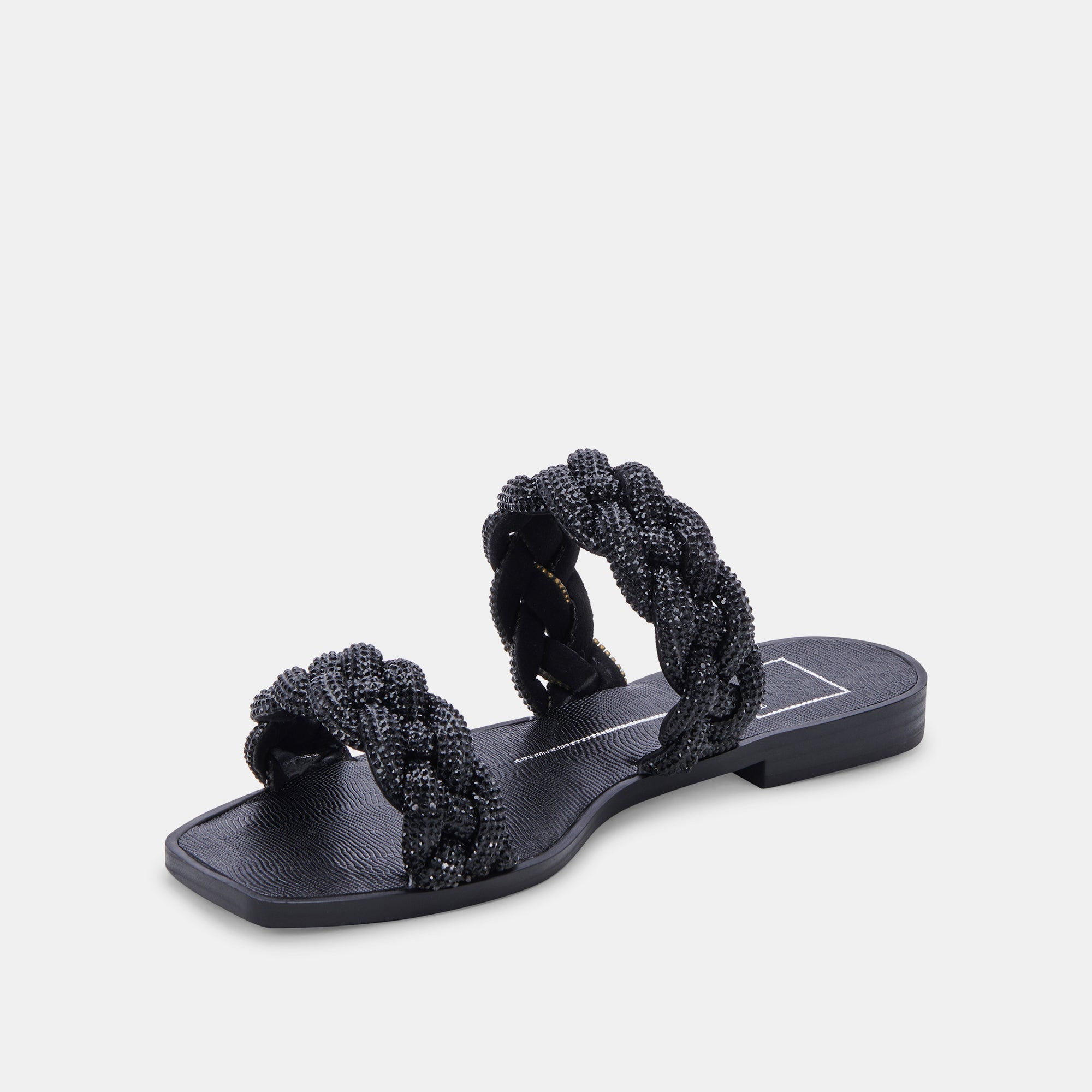 Re:vita Women's Black Rhinestone Sandals - Stylish Glitter Flip Flops for Beach, Pool, and Summer Outfits