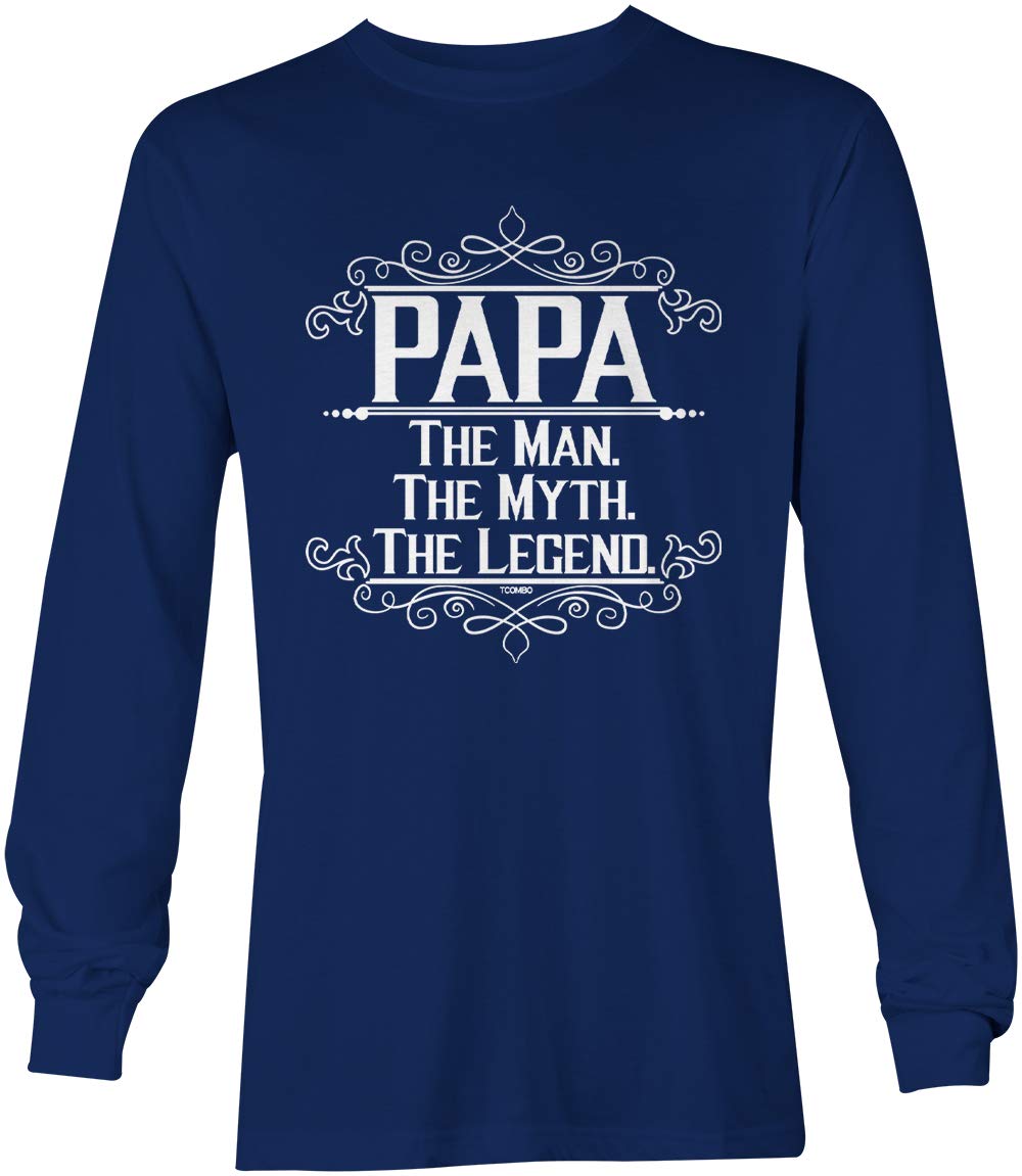 Papa The Man The Myth The Legend Unisex Long Sleeve T-Shirt - Comfortable Cotton Crewneck Top for Men & Women - Perfect for Family Gatherings, Casual Outings & Gift Giving