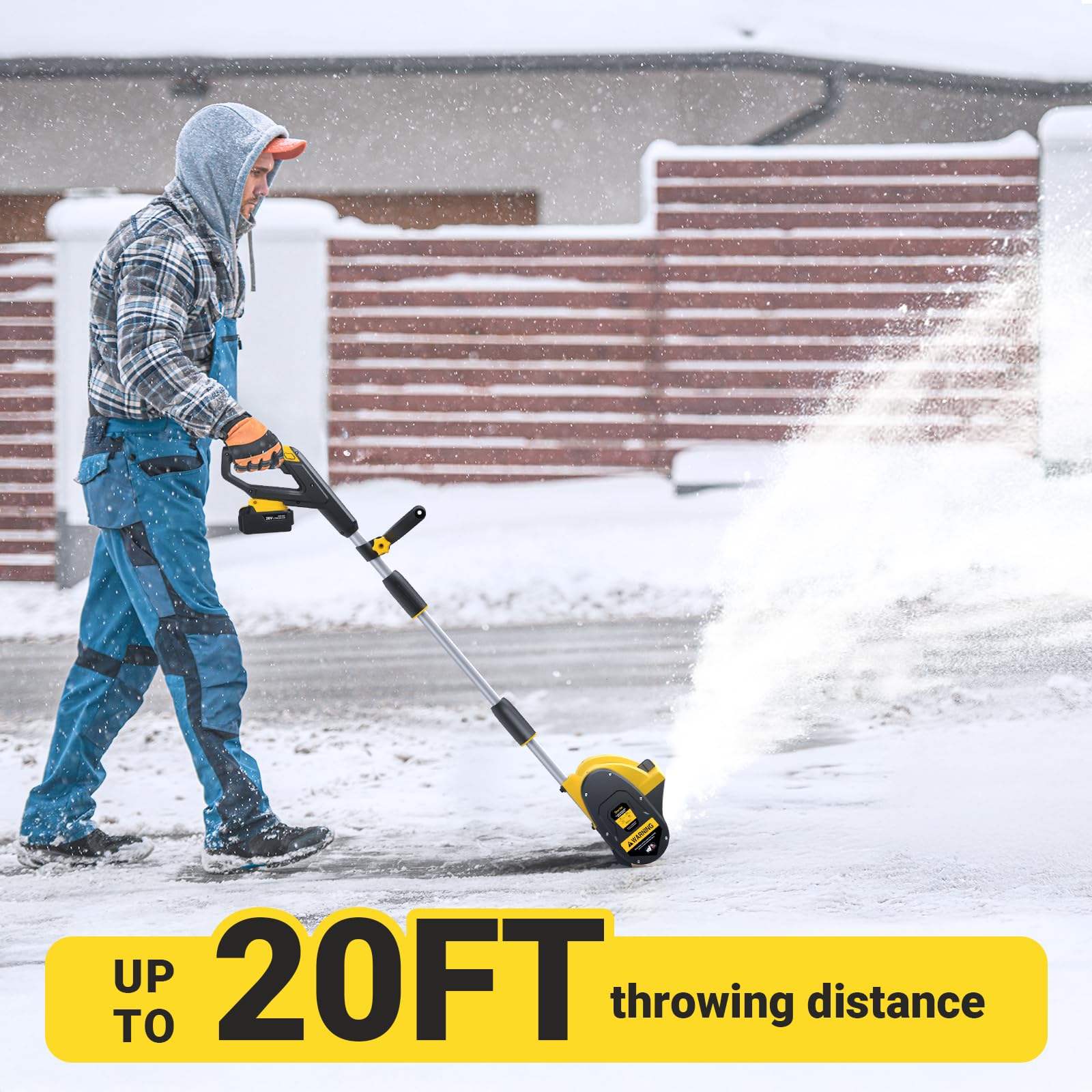 20V Cordless Electric Snow Shovel - 12 Inch Wide with Directional Plate & Auxiliary Handle - 4.0Ah Battery & Charger Included - Perfect for Driveway, Patio, Deck & Walkway Snow Removal - Winter Home & Garden Essential Tool