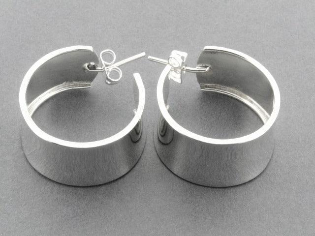 Sterling Silver Clean Concave Hoop Stud Earrings for Women - Perfect for Everyday Wear, Parties & Gifts