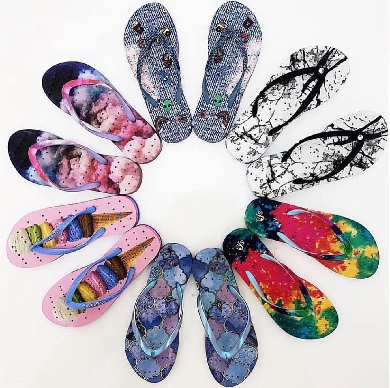 Showaflops Women's Antimicrobial Shower Sandals - Non-Slip Water Shoes for Pool, Beach, Gym & Dorm - Quick-Dry Comfortable Flip Flops for Swimming, Spa & Travel