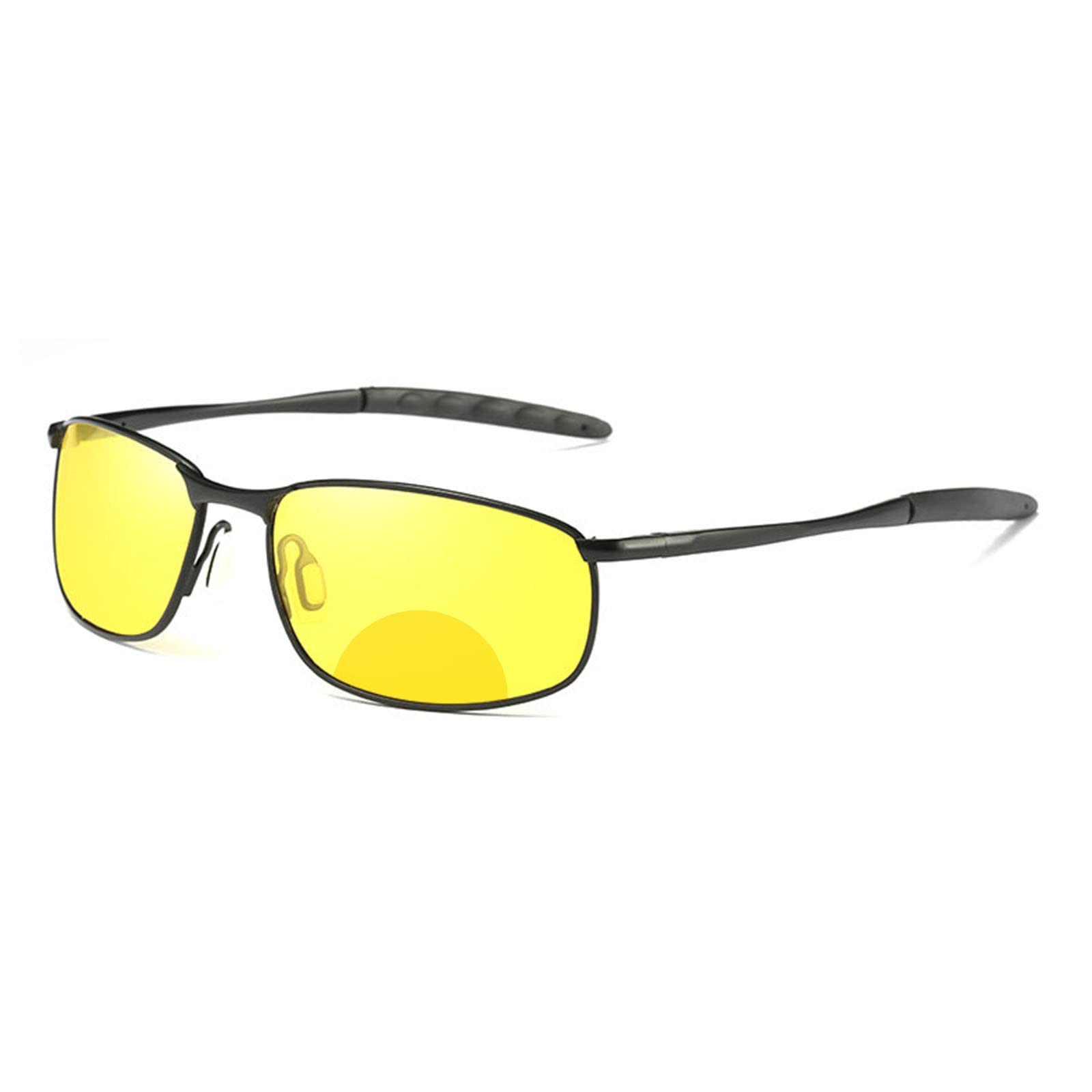 Sports Night Vision Bifocal Reading Glasses with Yellow Lens - Anti-Glare Night Driving & Outdoor Reading Eyewear for Men - Perfect for Evening Jogging, Camping, and Low-Light Activities