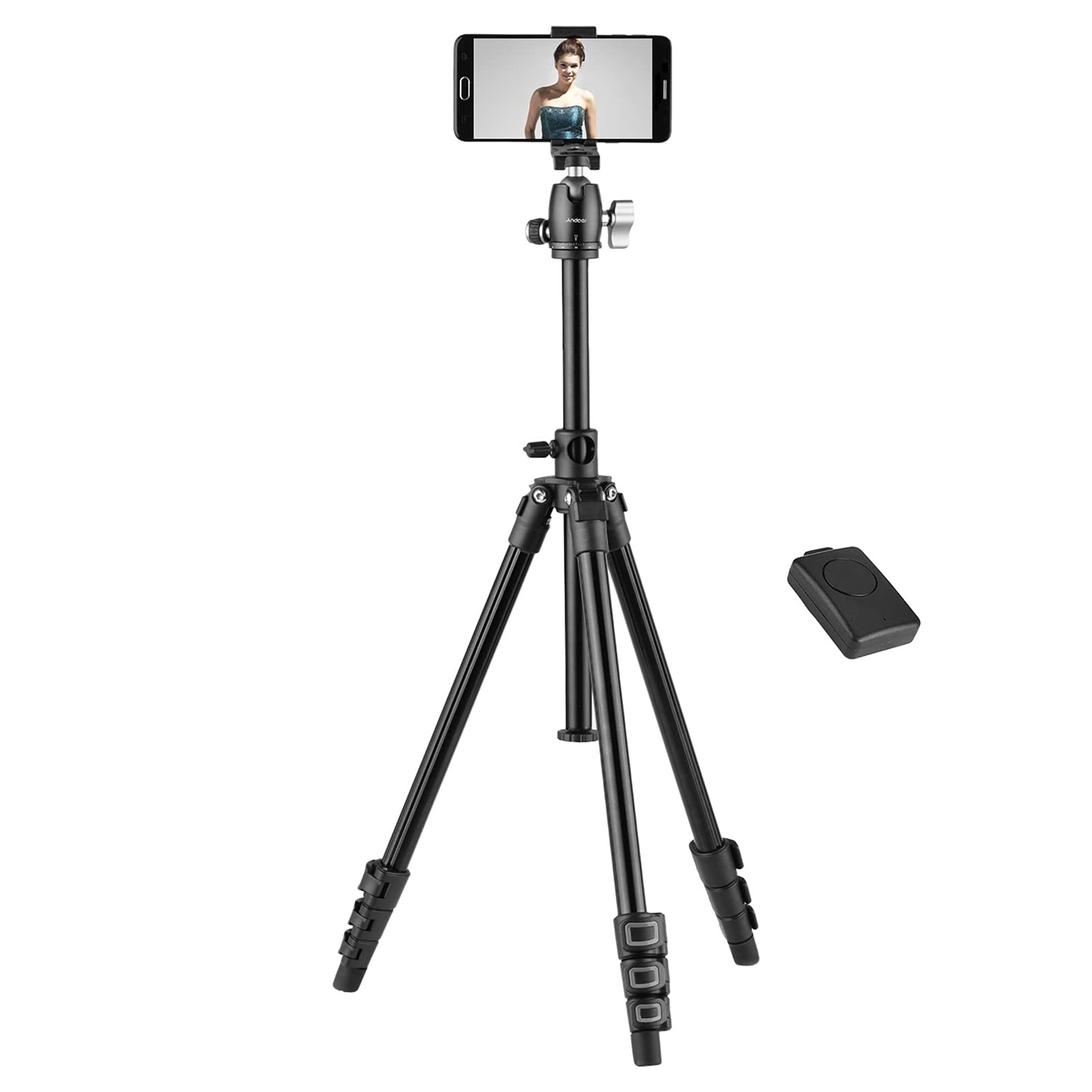 Professional HUIOP Q160H Portable Camera Tripod with 360° Ball Head - Lightweight Travel Tripod for DSLR, Smartphones & Action Cameras | Includes Phone Holder & Remote | Perfect for Vlogging, Photography & Outdoor Adventures