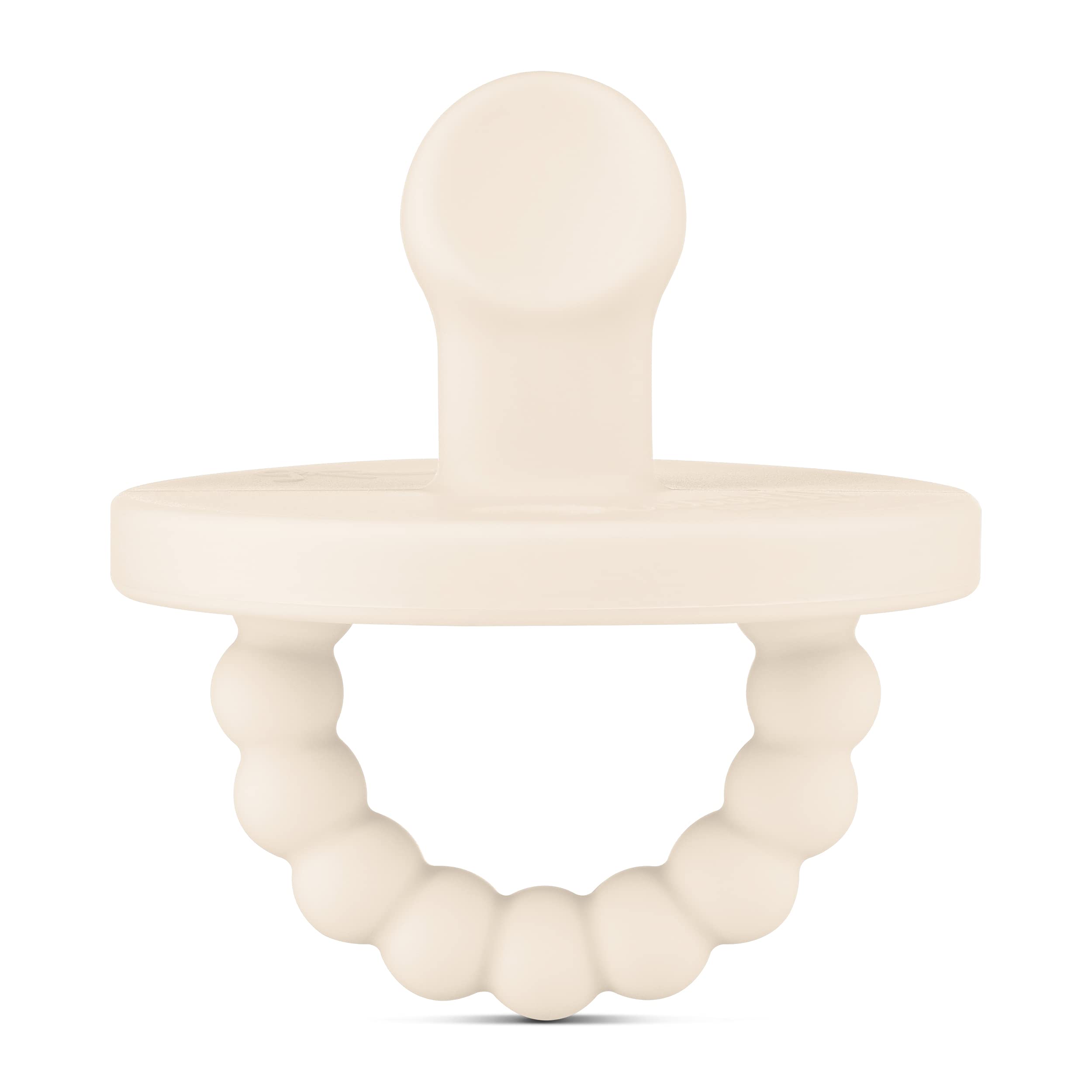Ryan & Rose Cutie PAT Pacifier Teether for Babies - Slant Design, Ivory - Soothing Pacifier & Teether for Newborns & Infants - Perfect for Daycare, Travel, and Sleep Time