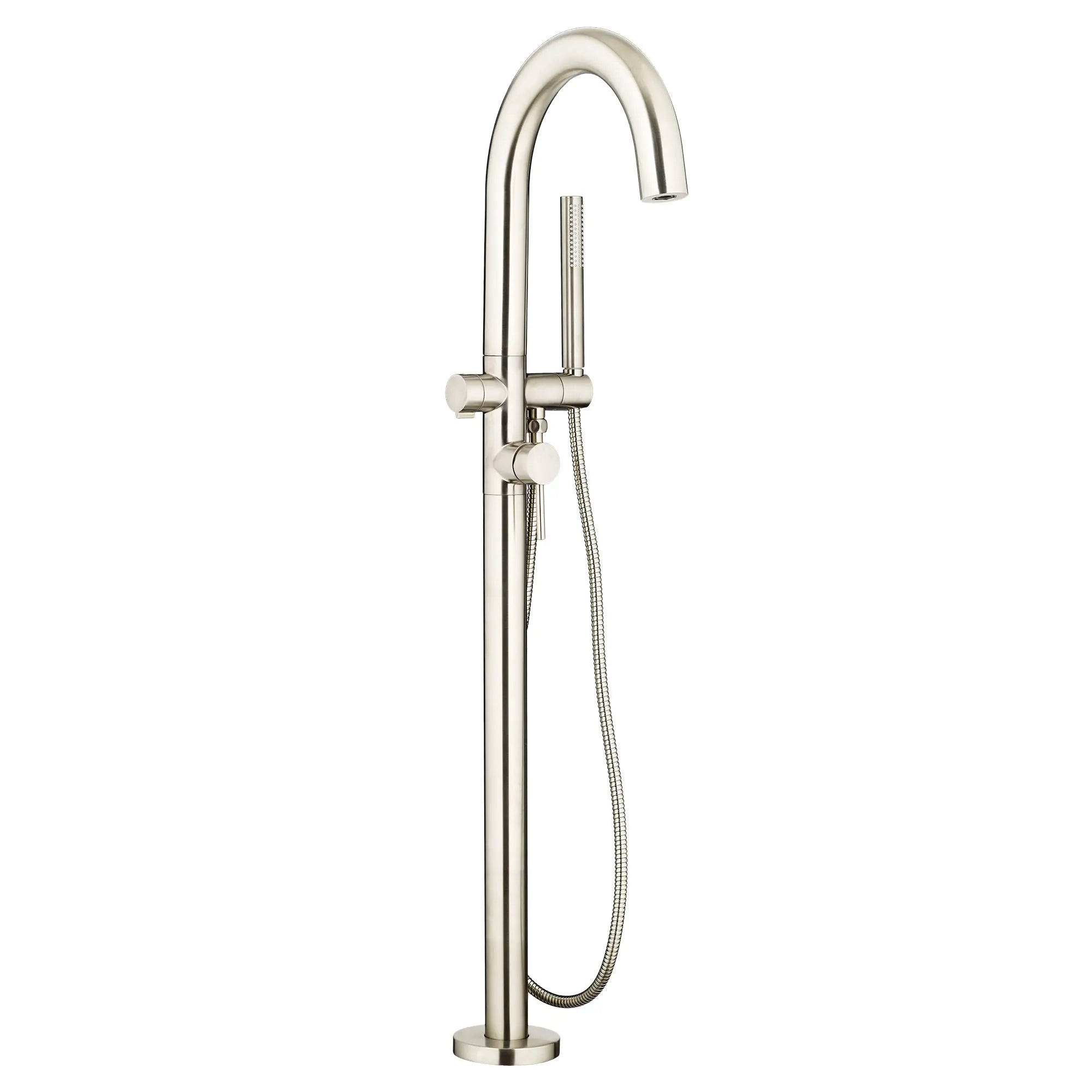 Modern Freestanding Bathtub Faucet with Hand Shower - Round Design, Lever Handle, Rough-in Valve - Perfect for Spa, Master Bathroom & Luxury Bathroom Renovations