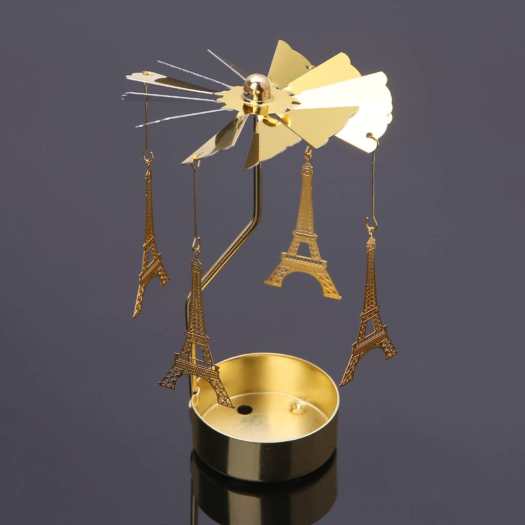 Spinning Rotary Carousel Tea Light Candle Holder Stand - Elegant Wedding Centerpiece Decor, Romantic Home Ambiance Lighting for Parties & Special Occasions