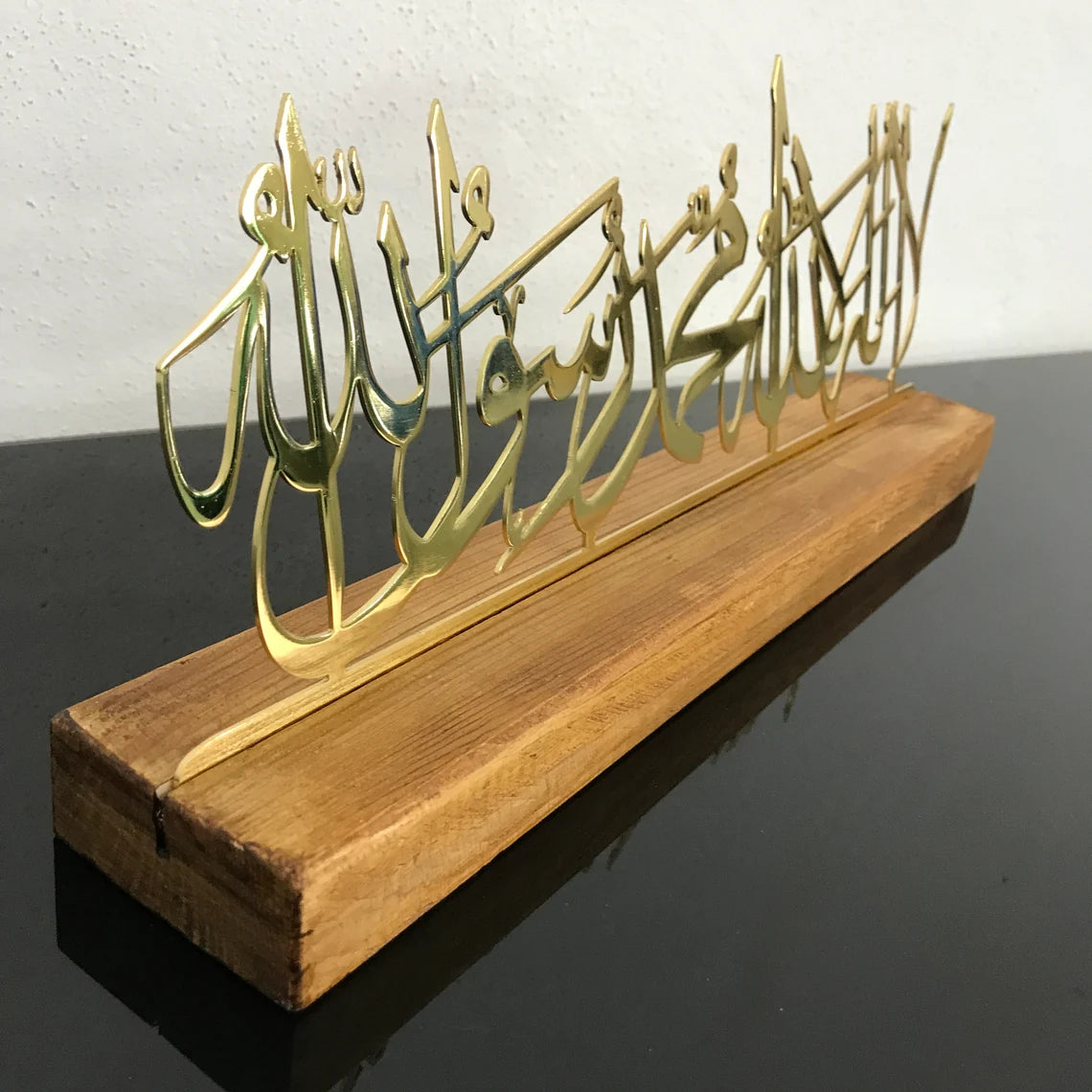 First Kalima Arabic Calligraphy Islamic Wall Art - Elegant Tabletop Decor for Home, Office & Mosque - Perfect for Muslim Prayer Room & Spiritual Gifts