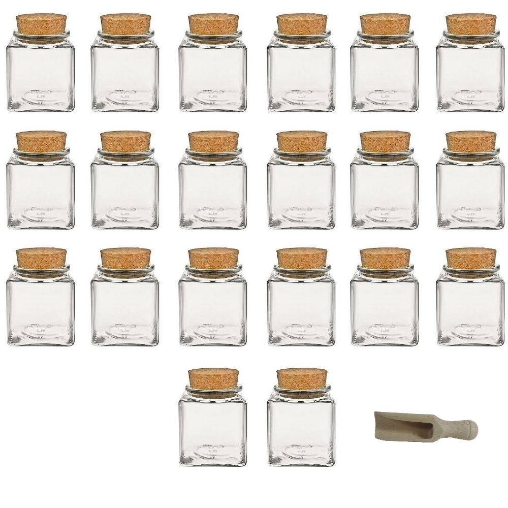 Viva Housewares Glass Spice Jars with Cork Stoppers - 200ml Airtight Containers for Spices, Salt, Sugar & Herbs | Perfect for Kitchen Organization & Pantry Storage