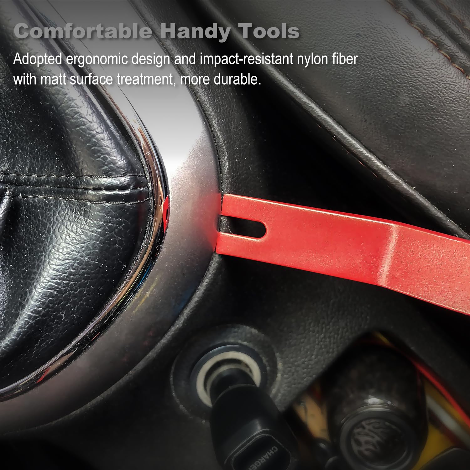 GLK 5-Piece Auto Trim Removal Tool Set - Plastic Pry Tools for Car Door Panels, Fasteners & Clips - Non-Scratch Automotive Prying Kit (Red) - Perfect for DIY Car Repairs, Interior Detailing & Accessory Installation